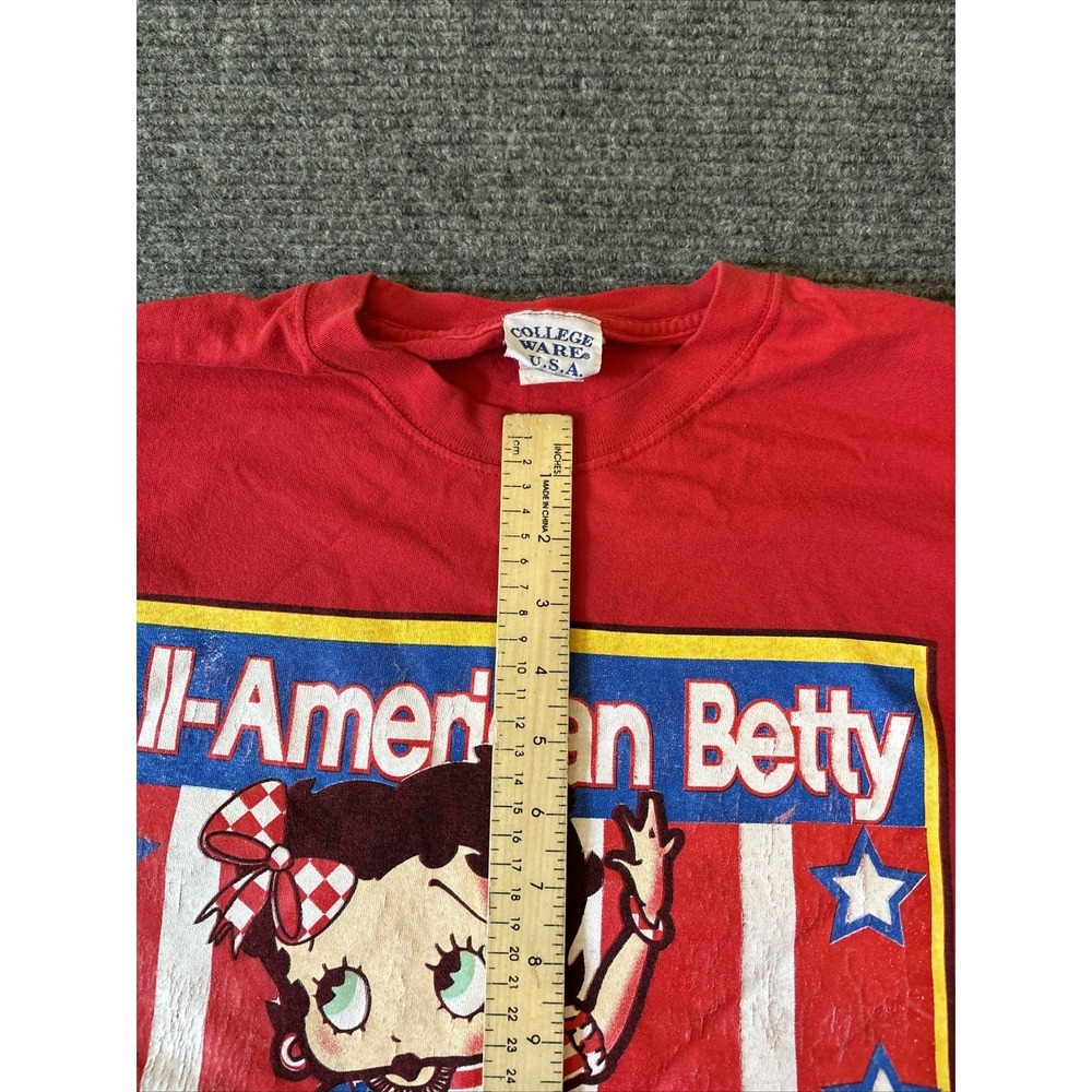 VTG Betty Boop Shirt All American Betty Flag Cartoon 90s USA XL Grunge RARE‎ - Picture 8 of 13